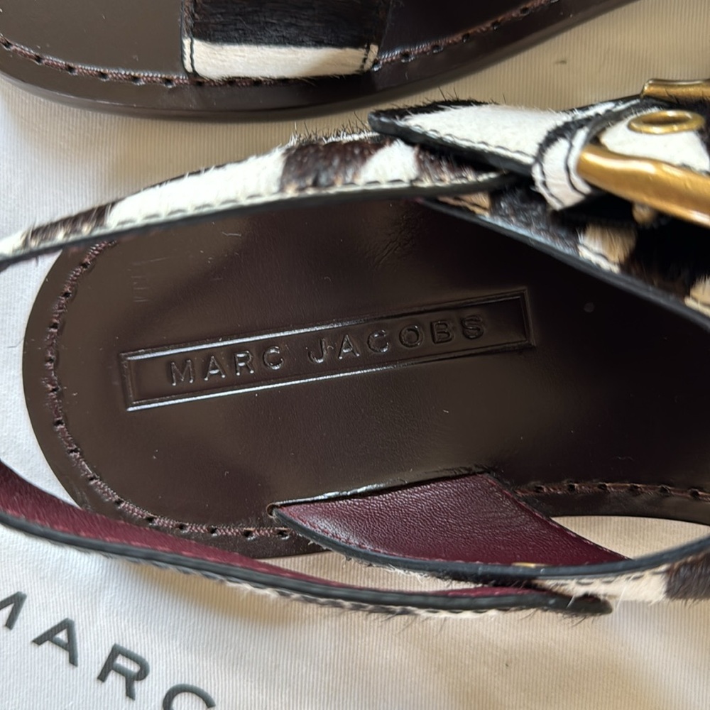 NEW Marc Jacobs Haircalf Zebra Slingback Sandals - Size EU40 / US10 - Picture 5 of 9